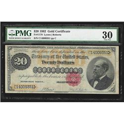 1882 $20 Gold Certificate Note PMG VF30