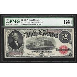 1917 $2 Legal Tender Bank Note PMG 64EPQ