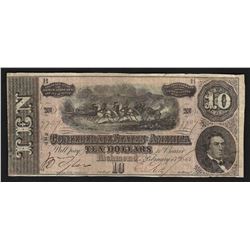 1864 $10 The Confederate States of America Note