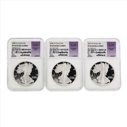 Set of (3) 2005-2007 $1 American Silver Eagle Coins NGC PF69 Ultra Cameo