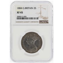1884 Great Britain 2 Shilling Coin NGC XF45