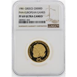 1981 Greece $5000D Pan European Games Gold Coin NGC PF69 Ultra Cameo