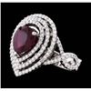 Image 1 : 18KT White Gold 3.30ct Ruby and Diamond Ring