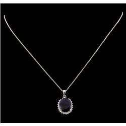14KT White Gold 13.43ctw Sapphire and Diamond Pendant With Chain