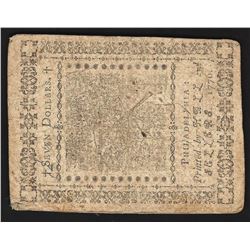 February 17, 1776 $7 Philadelphia Spanish Milled Colonial Currency Note