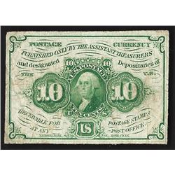 1862 10 Cent 1st Issue Fractional Note