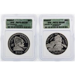 Lot of (2) 2000-P $1 Commemorative Silver Coins ICG PR70DCAM