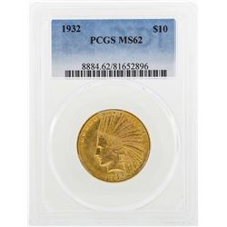 1932 $10 Indian Head Eagle Gold Coin PCGS MS62