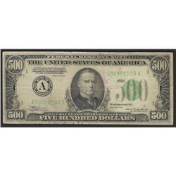 1934 $500 Federal Reserve Note Boston