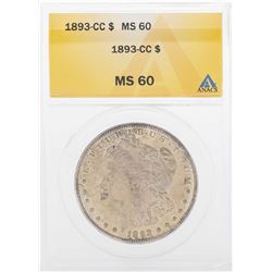 1893-CC $1 Morgan Silver Dollar Coin ANACS MS60