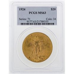 1924 $20 St. Gaudens Double Eagle Gold Coin PCGS MS63