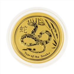 2013 $15 Australia 1/10 oz Lunar Year of the Snake Gold Coin BU