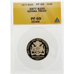 1977 $100 Guyana Proof Gold Coin ANACS PF69 DCAM