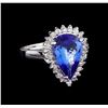 2.97 ctw Tanzanite and Diamond Ring - 14KT White Gold