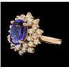 Image 1 : 2.72 ctw Tanzanite and Diamond Ring - 14KT Rose Gold