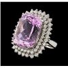 Image 1 : 32.78 ctw Kunzite and Diamond Ring - 14KT White Gold