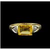 Image 2 : Citrine and Diamond Ring - 9KT Yellow Gold