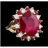 Image 1 : 16.70 ctw Ruby and Diamond Ring - 14KT Yellow Gold