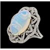 Image 1 : 6.16 ctw Opal and Diamond Ring - 14KT White Gold