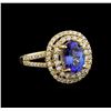 Image 1 : 14KT Yellow Gold 2.37 ctw Tanzanite and Diamond Ring