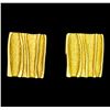 Image 1 : Ridged Style Rectangle Earrings - Gold Plated