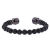 Image 2 : Cozmo Sterling Silver Black Crystal Skull Cuff Bracelet