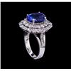 Image 3 : 6.05 ctw Tanzanite and Diamond Ring - 14KT White Gold