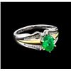 Image 1 : 1.32 ctw Emerald and Diamond Ring - 18KT Two-Tone Gold