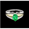 Image 2 : 1.32 ctw Emerald and Diamond Ring - 18KT Two-Tone Gold