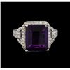 Image 2 : 14KT White Gold 5.07 ctw Amethyst and Diamond Ring