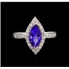 Image 2 : 14KT White Gold 2.13 ctw Tanzanite and Diamond Ring