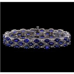 14KT White Gold 32.00 ctw Sapphire and Diamond Bracelet