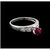 Image 1 : 0.75 ctw Pink Tourmaline and Diamond Ring - 14KT White Gold