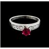 Image 2 : 0.75 ctw Pink Tourmaline and Diamond Ring - 14KT White Gold