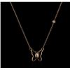 Image 1 : 14KT Rose Gold 0.03 ctw Diamond Butterfly Necklace