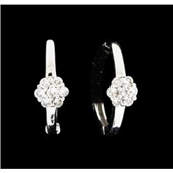 0.13 ctw Diamond Hoop Earrings - 14KT White Gold