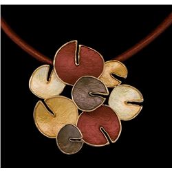 Circle Cluster Pendant Leather Necklace - Rose Gold Plated