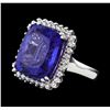 Image 1 : 18.13 ctw Tanzanite and Diamond Ring - 14KT White Gold