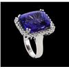 Image 4 : 18.13 ctw Tanzanite and Diamond Ring - 14KT White Gold