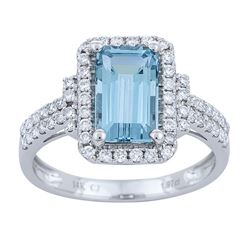 1.97 ctw Aquamarine and Diamond Ring - 14KT White Gold