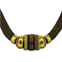 Matte Gold Design Lurex Necklace - Gold Plated