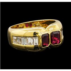 1.21 ctw Ruby and Diamond Ring - 18KT Yellow Gold