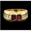 Image 2 : 1.21 ctw Ruby and Diamond Ring - 18KT Yellow Gold