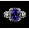 Image 2 : 2.93 ctw Tanzanite and Diamond Ring - 14KT White Gold