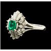 Image 1 : 0.39 ctw Emerald and Diamond Ring - Platinum