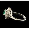 Image 3 : 0.39 ctw Emerald and Diamond Ring - Platinum