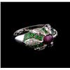 Image 1 : 1.40 ctw Ruby, Tsavorite and Diamond Ring - 18KT White Gold