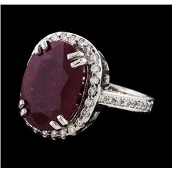 8.28 ctw Ruby and Diamond Ring - 14KT White Gold