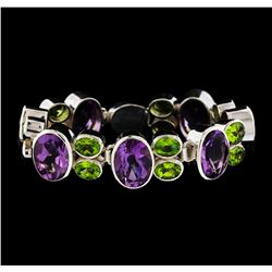 Amethyst and Peridot Bracelet - Silver