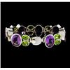 Image 2 : Amethyst and Peridot Bracelet - Silver